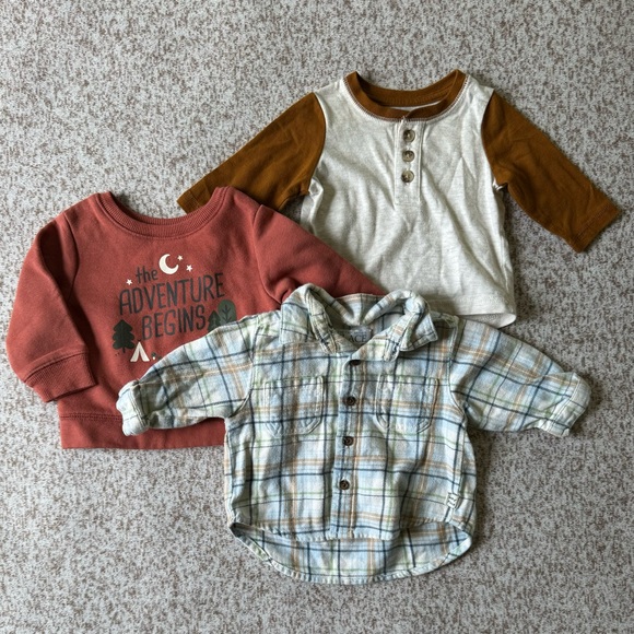 5/$25 Baby Boy 3-Pack Long Sleeve Shirts - Picture 1 of 8